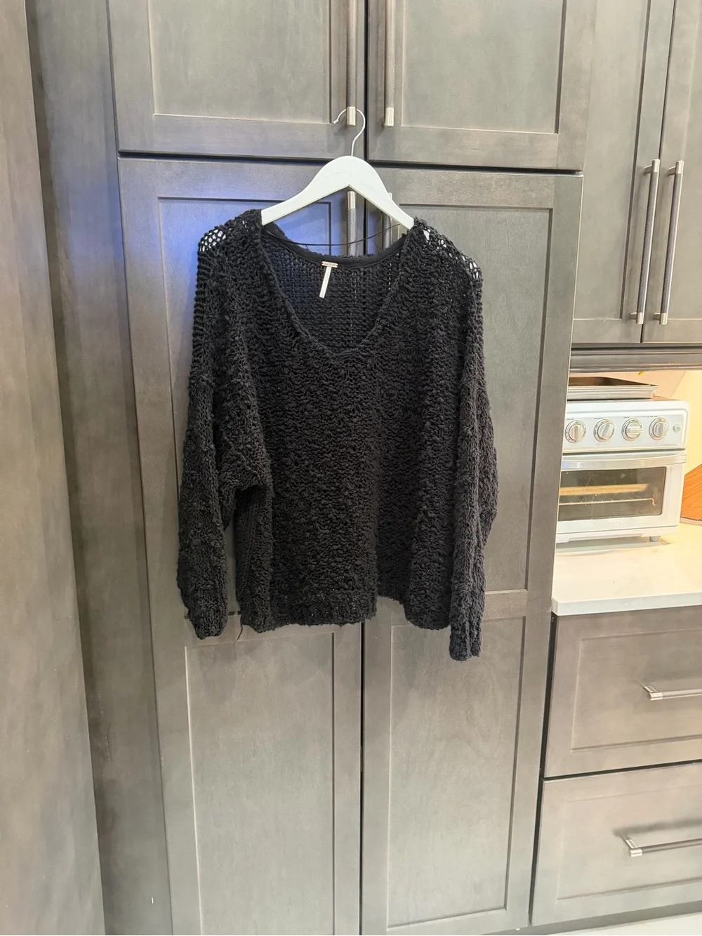 Free people Relaxed Open-Knit Black Women's Sweater